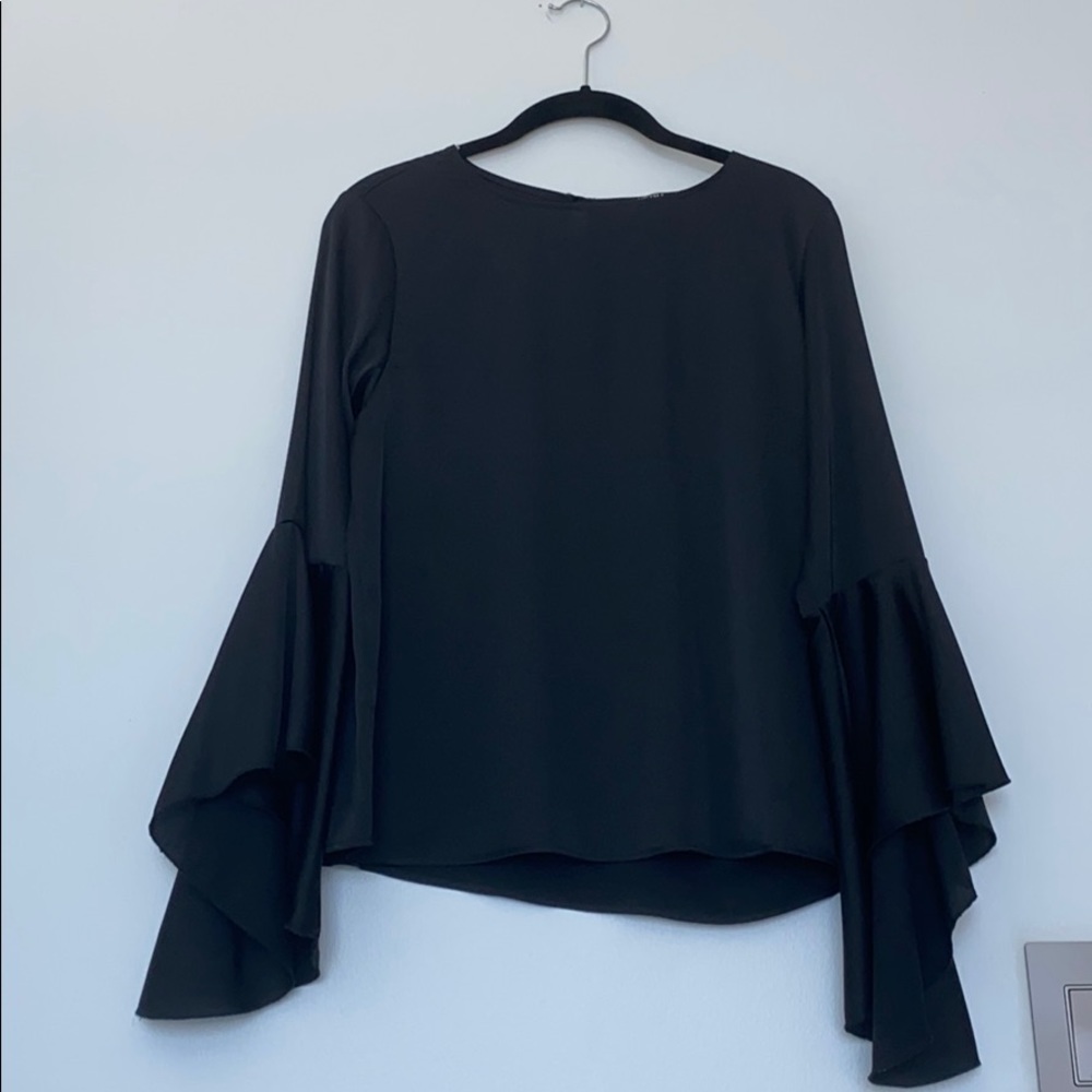 Silky bell sleeve blouse